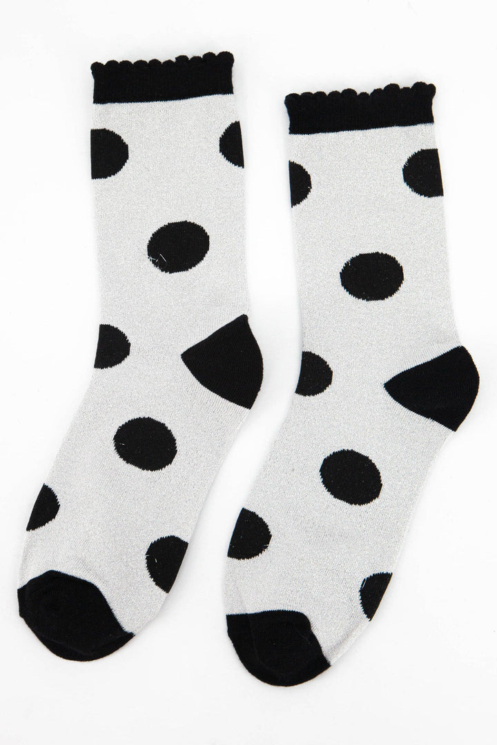 Women's Cotton Glitter Socks Large Polka Dot Spots: UK 3-7 | EU 36-40