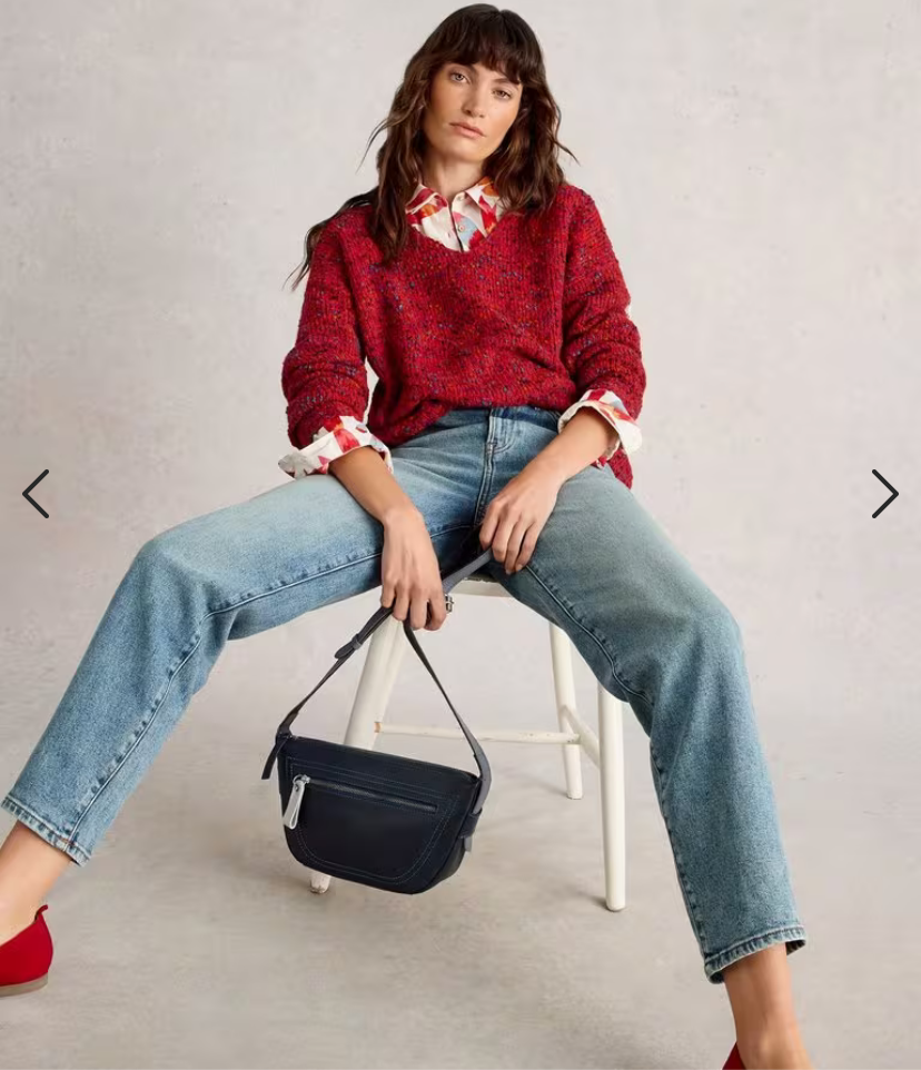TEXTURE V NECK MID RED JUMPER