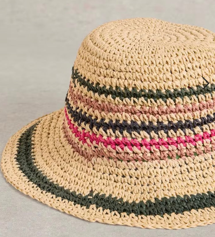 STRIPED BUCKET HAT NAT MLT
