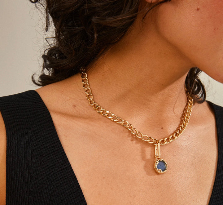 BLUE GOLD PLATED RECYCLED NATURAL PENDANT CHARM