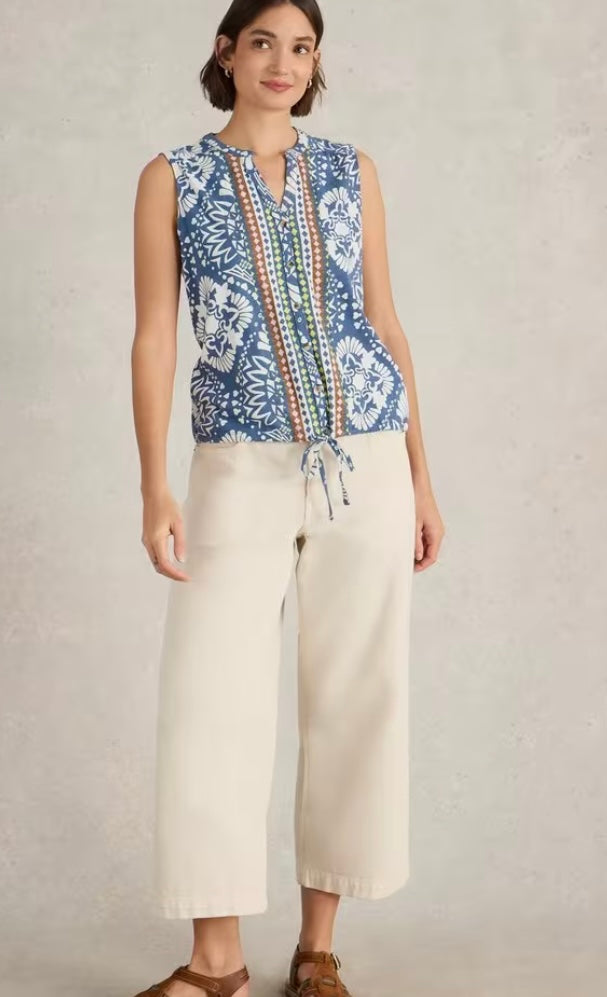 TULIP SLEEVELESS SHIRT BLUE PRINT
