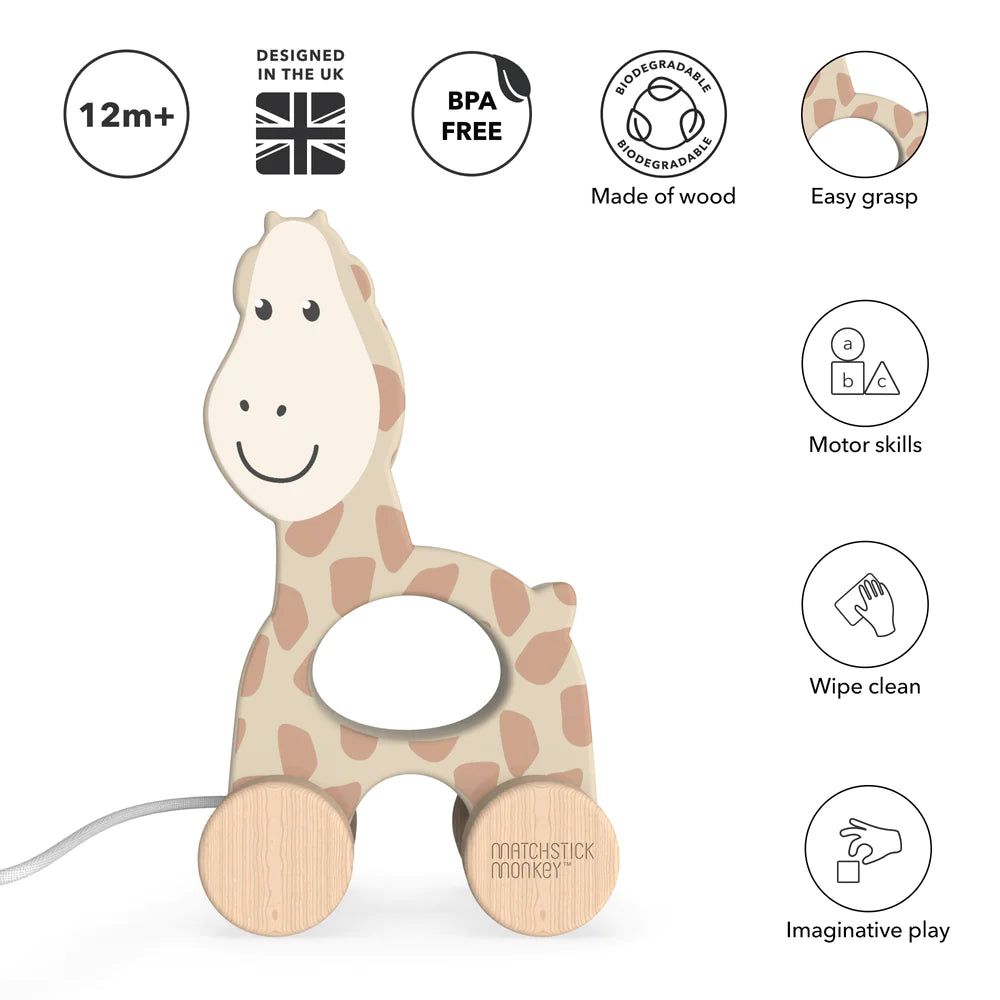 WOODEN PULL ALONG GIRAFFE TOY