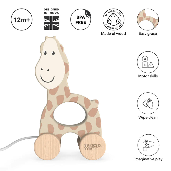 WOODEN PULL ALONG GIRAFFE TOY