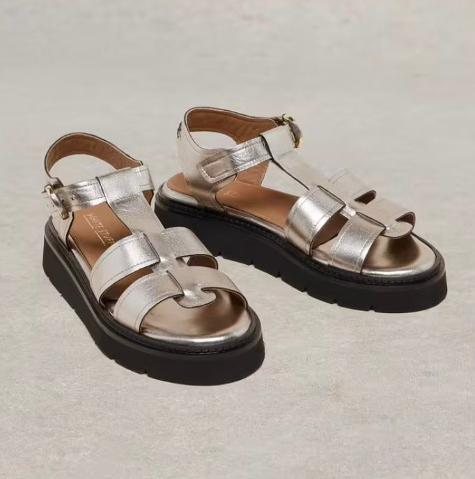 PEWTER ME ROSE LEATHER SANDAL