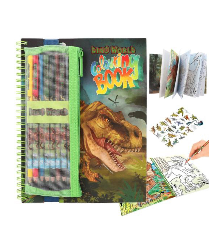 DINO WORLD COLOURING IN BOOK AND PENCILS