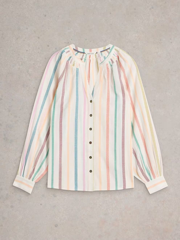 GILLY STRIPE JAQUARD TOP NAT MLT