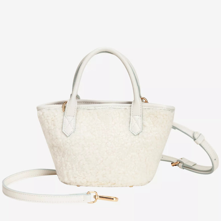 SMALL NOVA FAUX SHEARLING GRAB BAG  WHITE