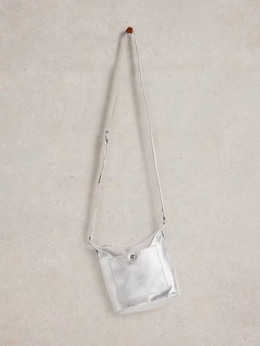 MINI FERN LEATHER CROSSBODY BAG SILVER TONE METALLIC