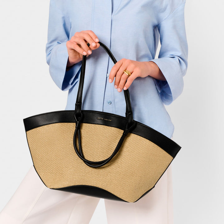 RIVIERA RAFFIA TOTE BAG RAFFIA BLACK