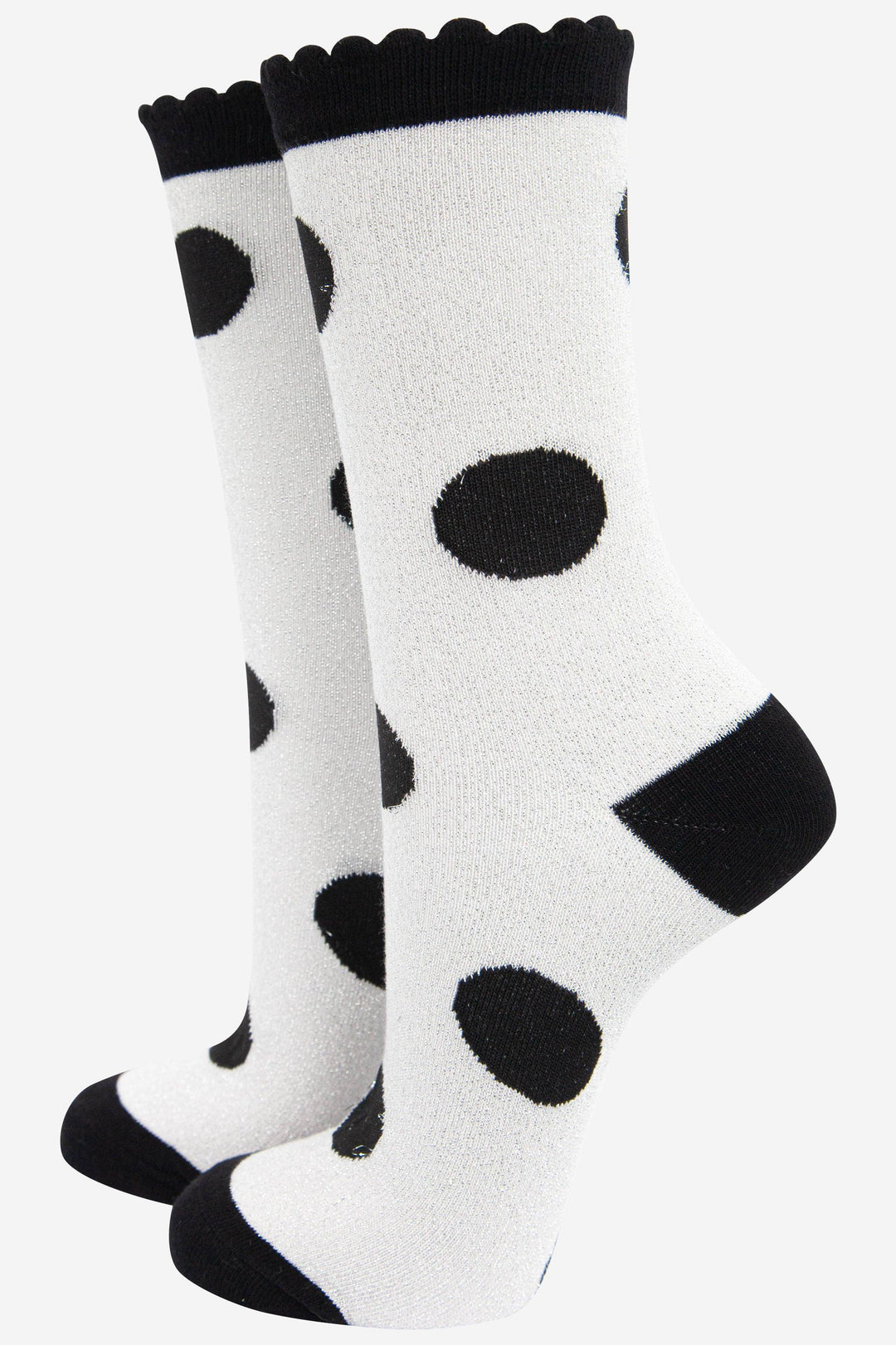 Women's Cotton Glitter Socks Large Polka Dot Spots: UK 3-7 | EU 36-40