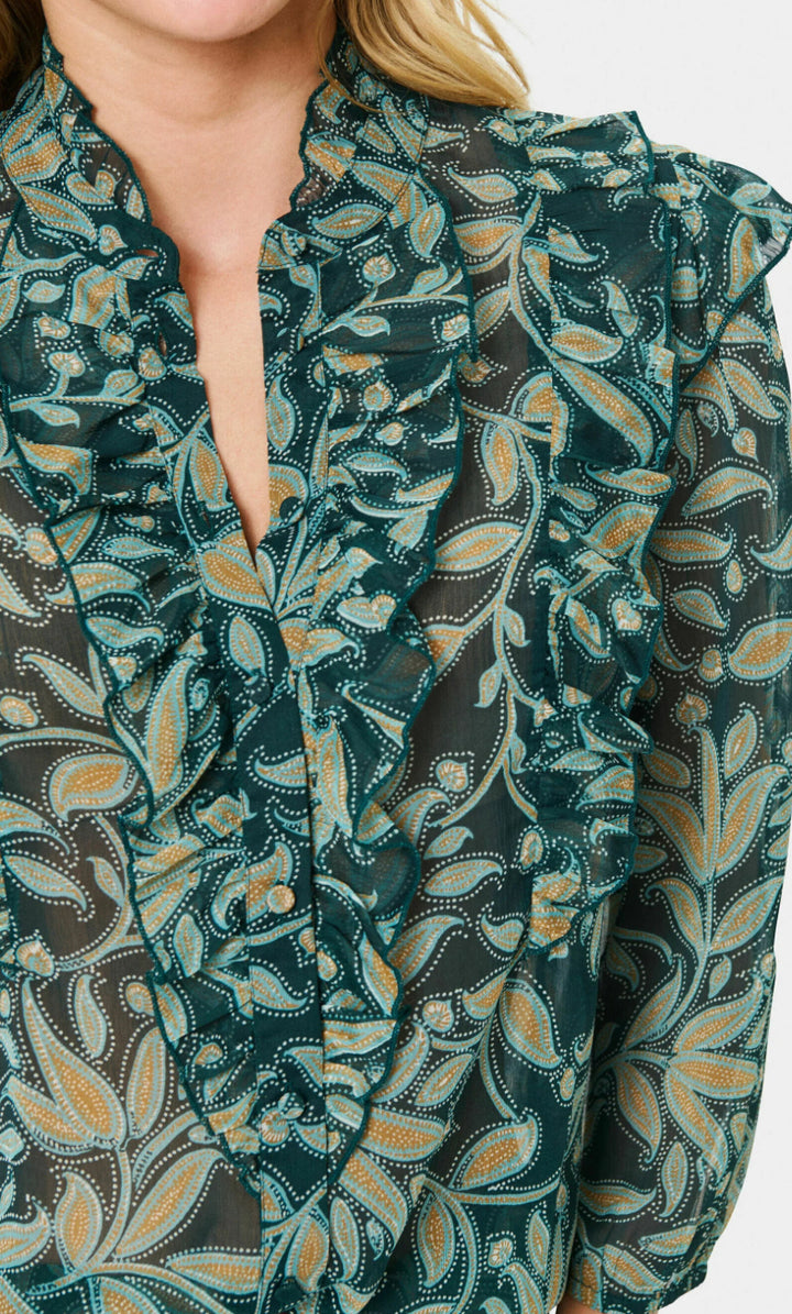 MAXINE SZ BLOUSE PINE AUTUMN FLORAL