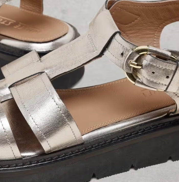 PEWTER ME ROSE LEATHER SANDAL