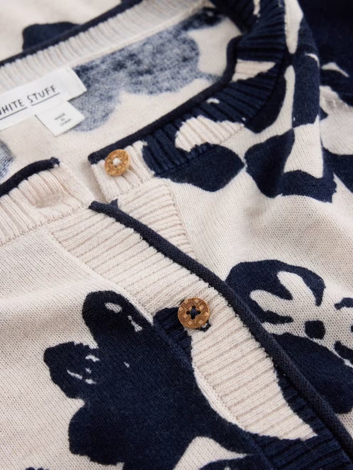 LULU PRINT CARDI NAT MLT