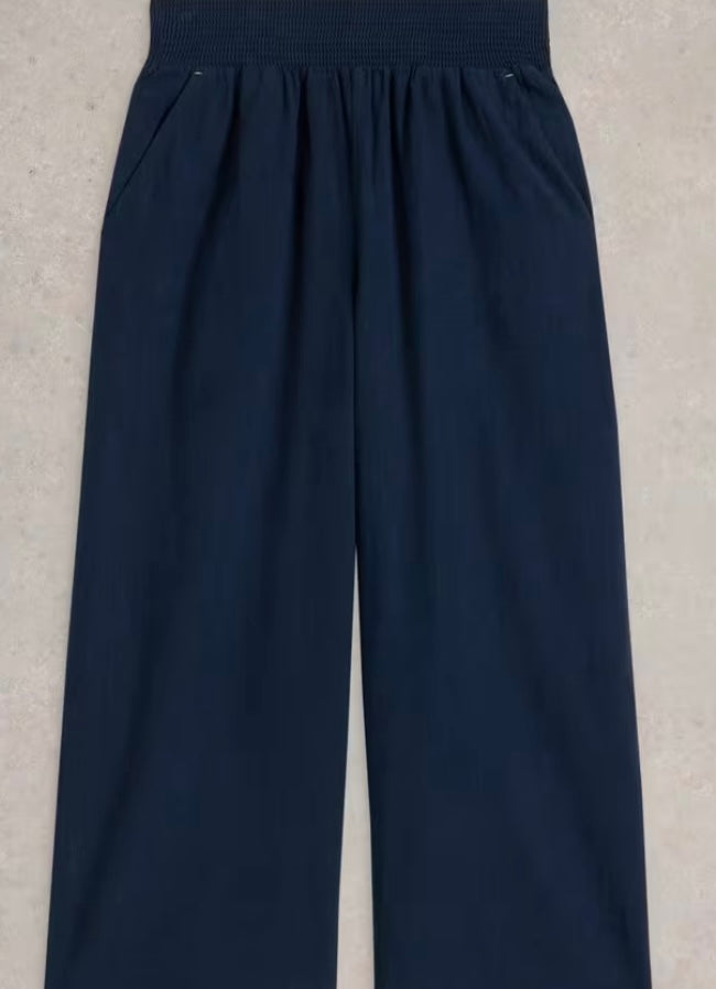 DARK NAVY SHELLY LINEN BLEND CULOTTE TROUSER