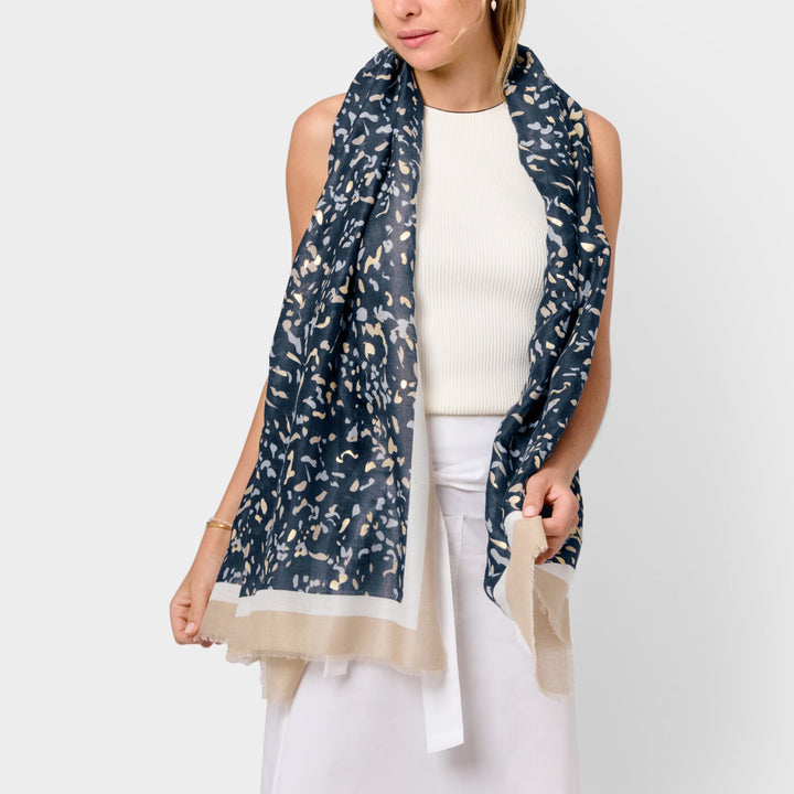 PRINTED FOIL SCARF TERAZZO NAVY