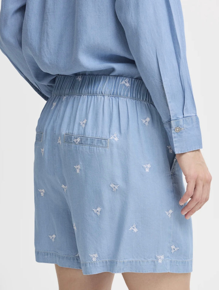 KOSMO SHORTS LIGHT BLUE DENIM FLOWER