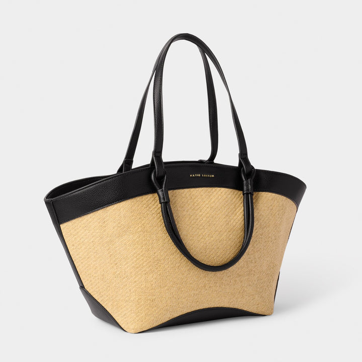 RIVIERA RAFFIA TOTE BAG RAFFIA BLACK