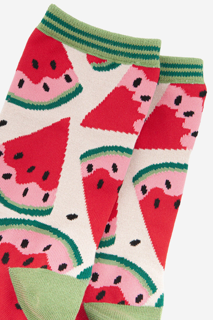 Women's Watermelon Slices Fruit Bamboo Socks: UK 3-7 | EU 36-40