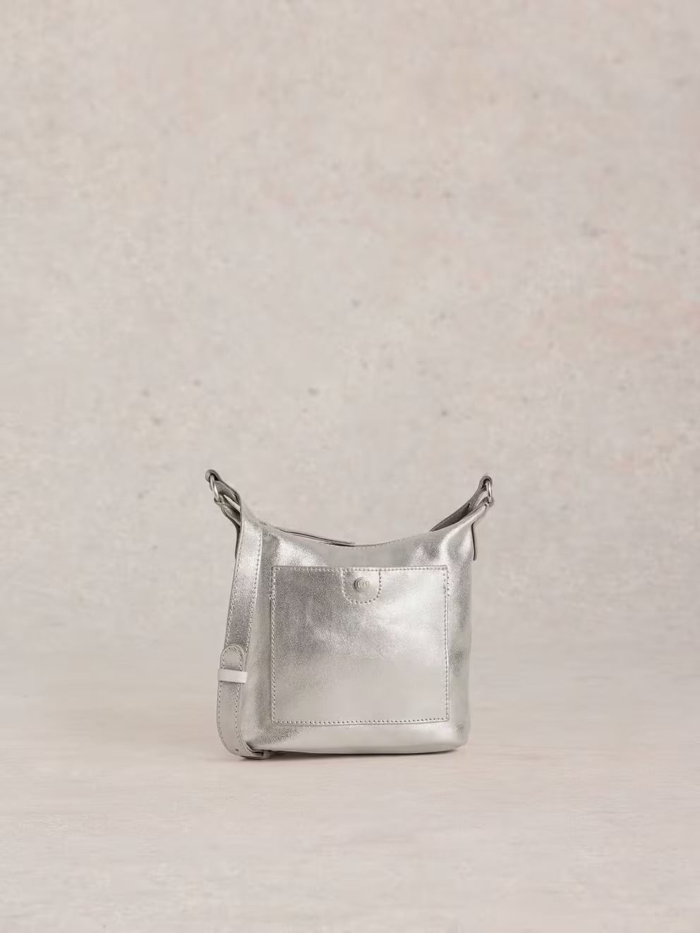 MINI FERN LEATHER CROSSBODY BAG SILVER TONE METALLIC
