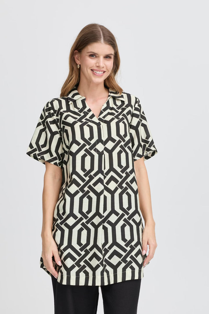 ARIANA TUNIC WHISPER WHITE BLACK