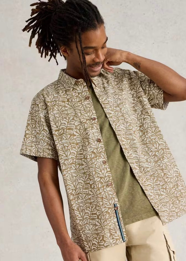 GREEN PRINT FINSBURY LEAF PRINTED SHIRT