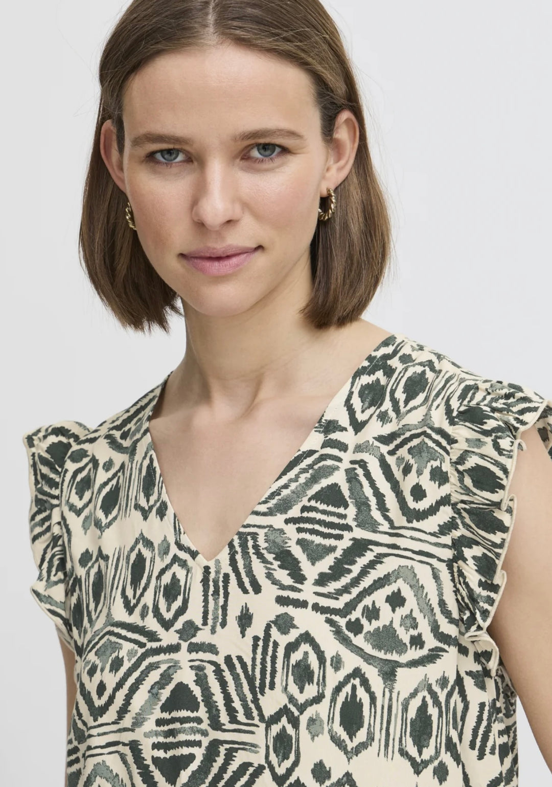 ETHNIC SPRAY JOELLA FRILL TOP