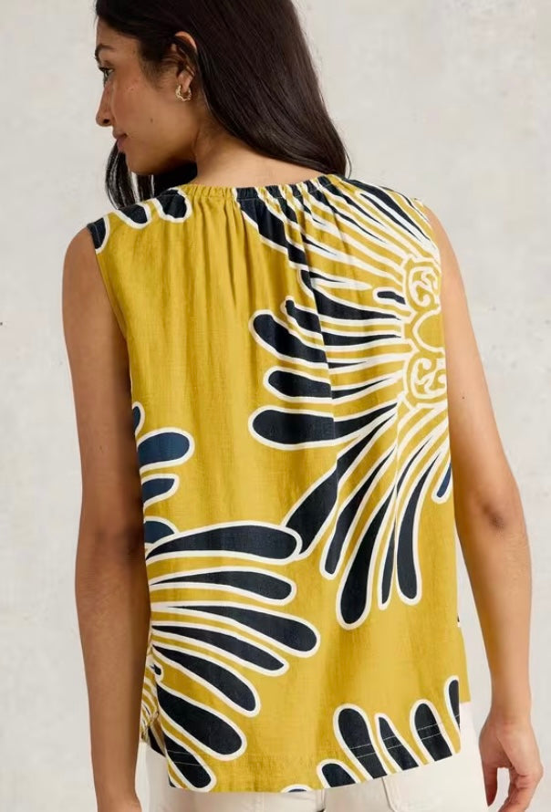 YELLOW PRINT MARLEY LINEN BLEND VEST