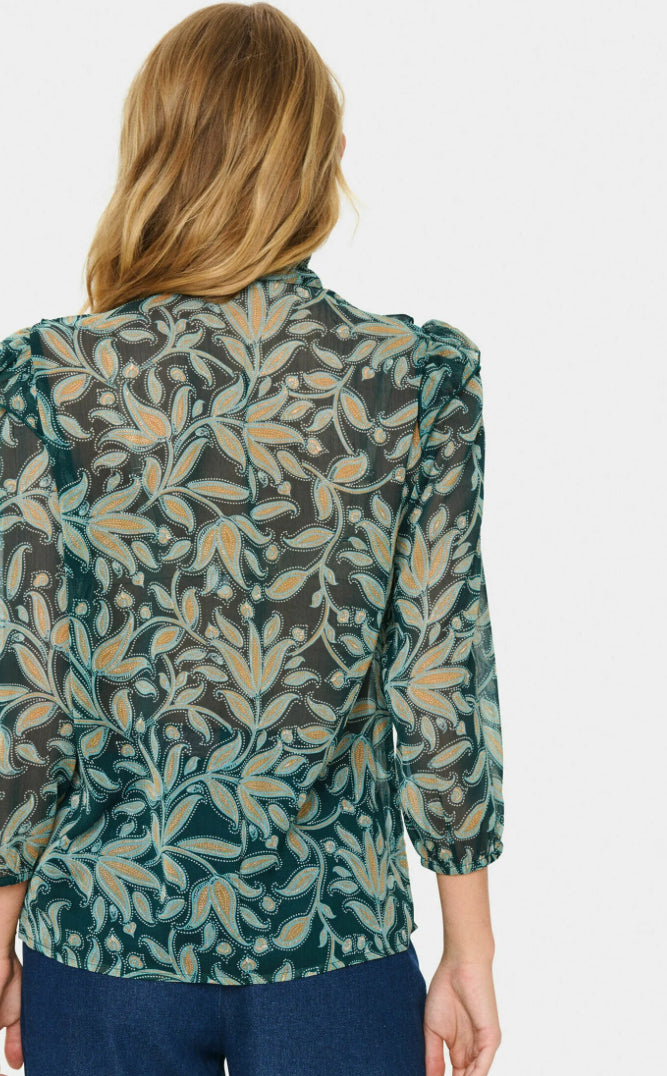 MAXINE SZ BLOUSE PINE AUTUMN FLORAL
