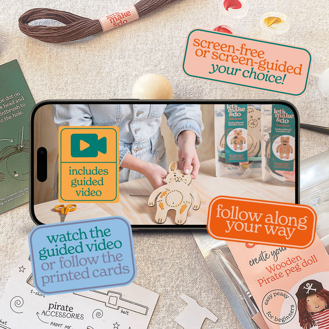 Create Your Own Pirate Wooden Peg Doll Kit