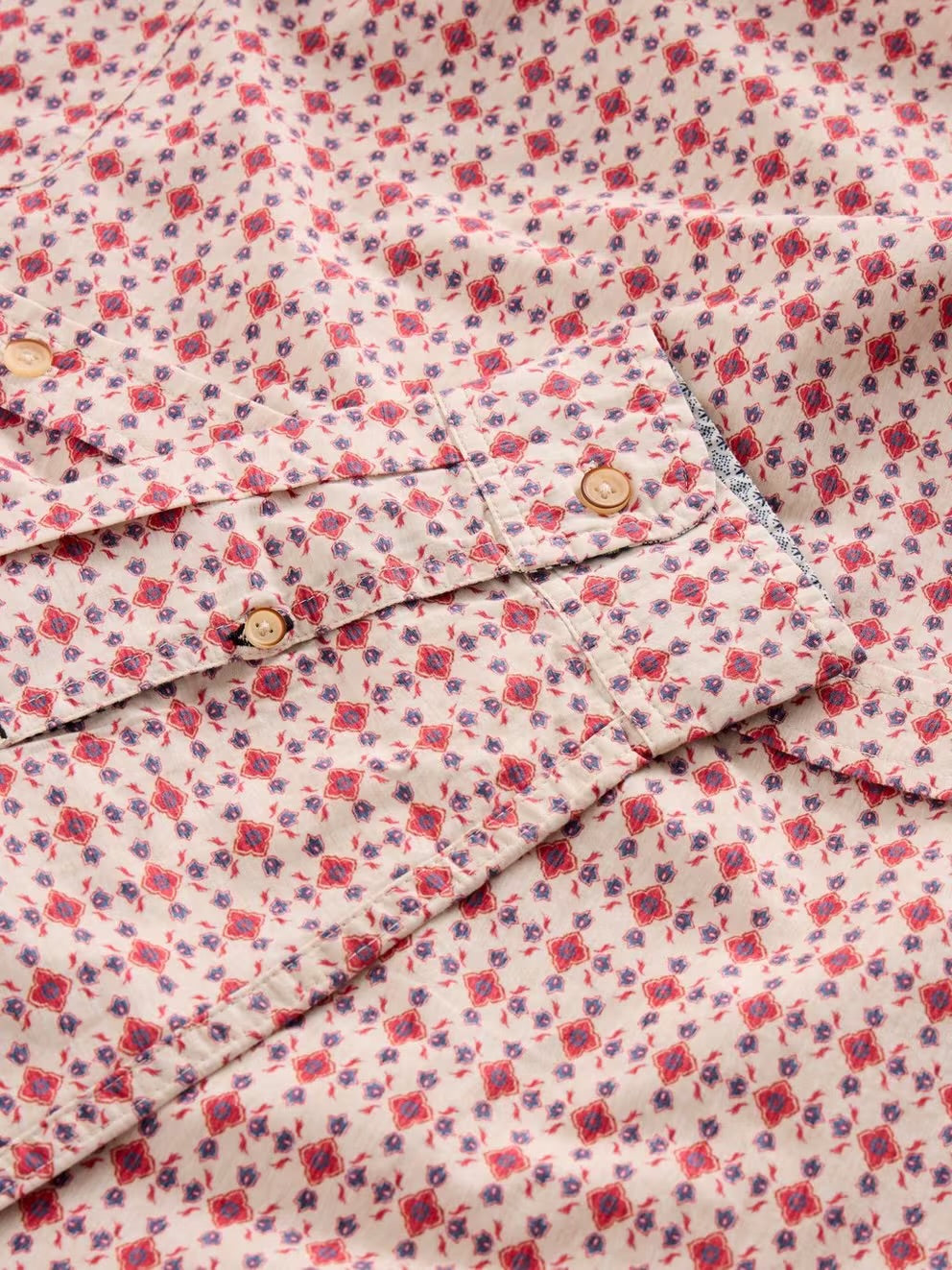 FINSBURY FOLK GEO PRINT SHIRT RED PRINT