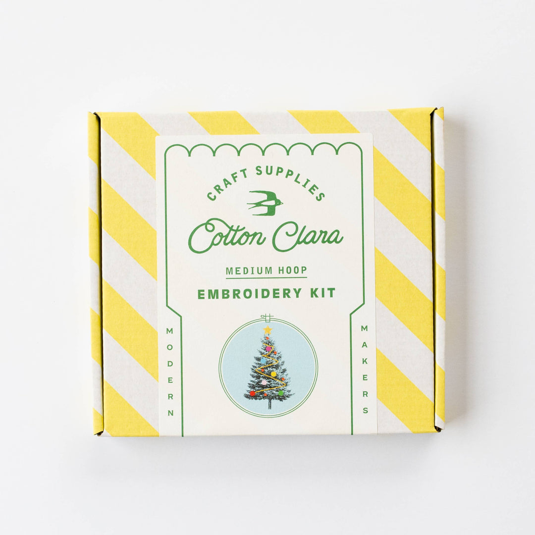 Christmas Tree Embroidery Hoop Kit: Pink