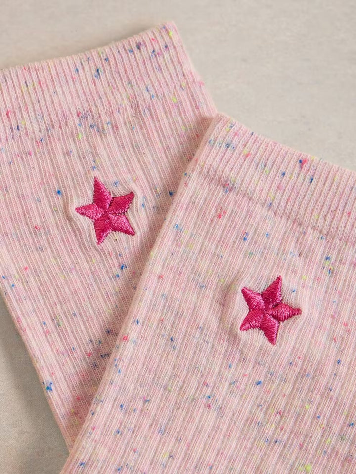 EMBROIDERED NEP ANKLE SOCK LIGHT PINK SIZE 3-5