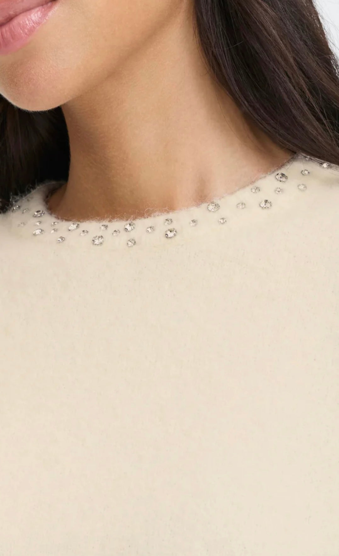 OMEA RHINESTONE SS JUMPER OATMEAL