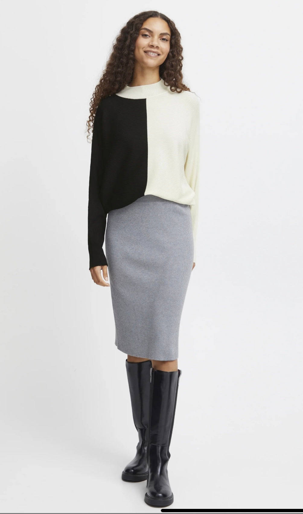 MMORLA RIB BAT JUMPER BIRCH MIX