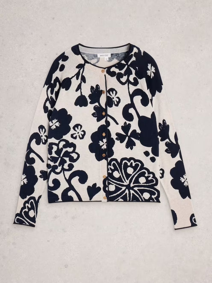 LULU PRINT CARDI NAT MLT