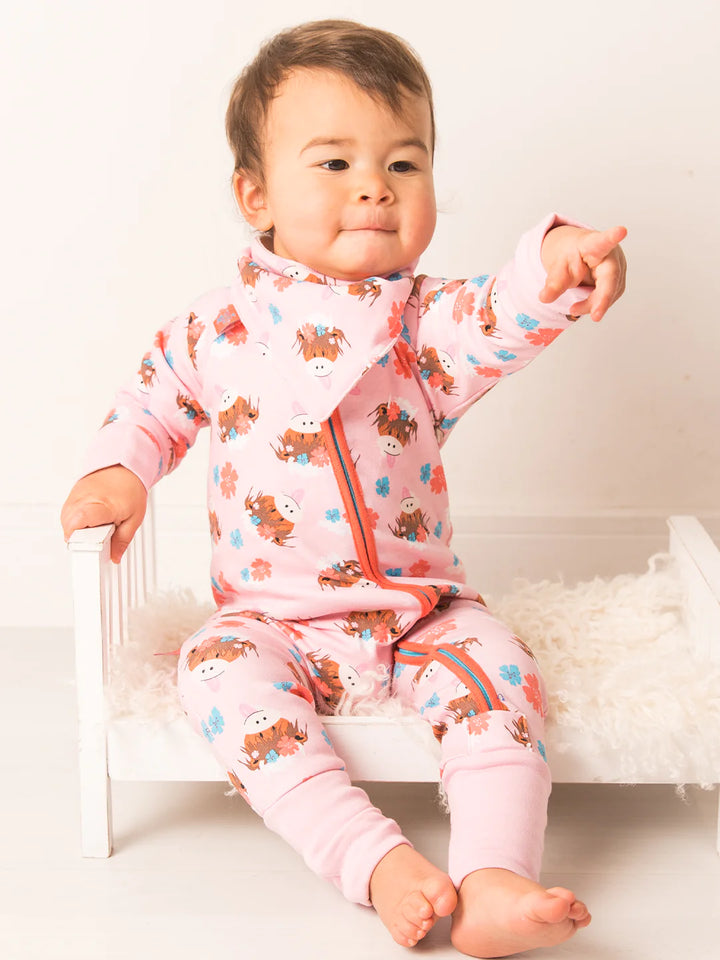 BONNIE HIGHLAND COW ZIP UP ROMPER