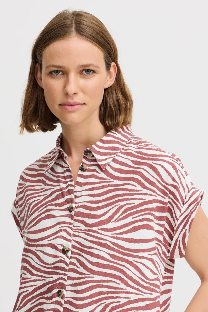 FALAKKA SS SHIRT DRESS ANIMAL LIGHT MAHOGANY MIX