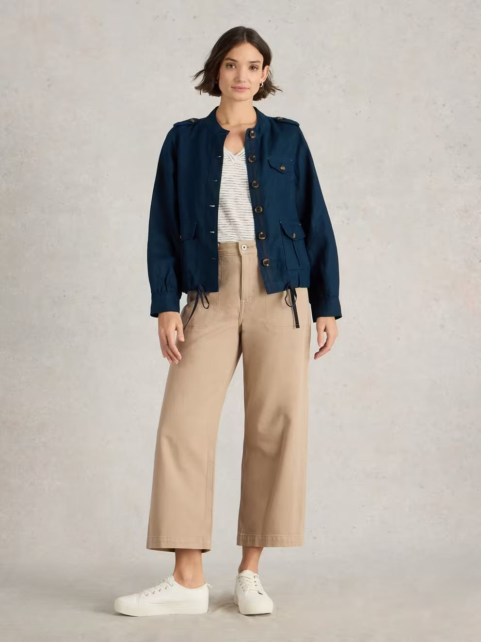 DEMI UTILITY LINEN JACKET DARK NAVY