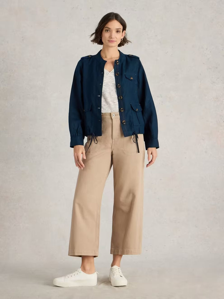 DEMI UTILITY LINEN JACKET DARK NAVY