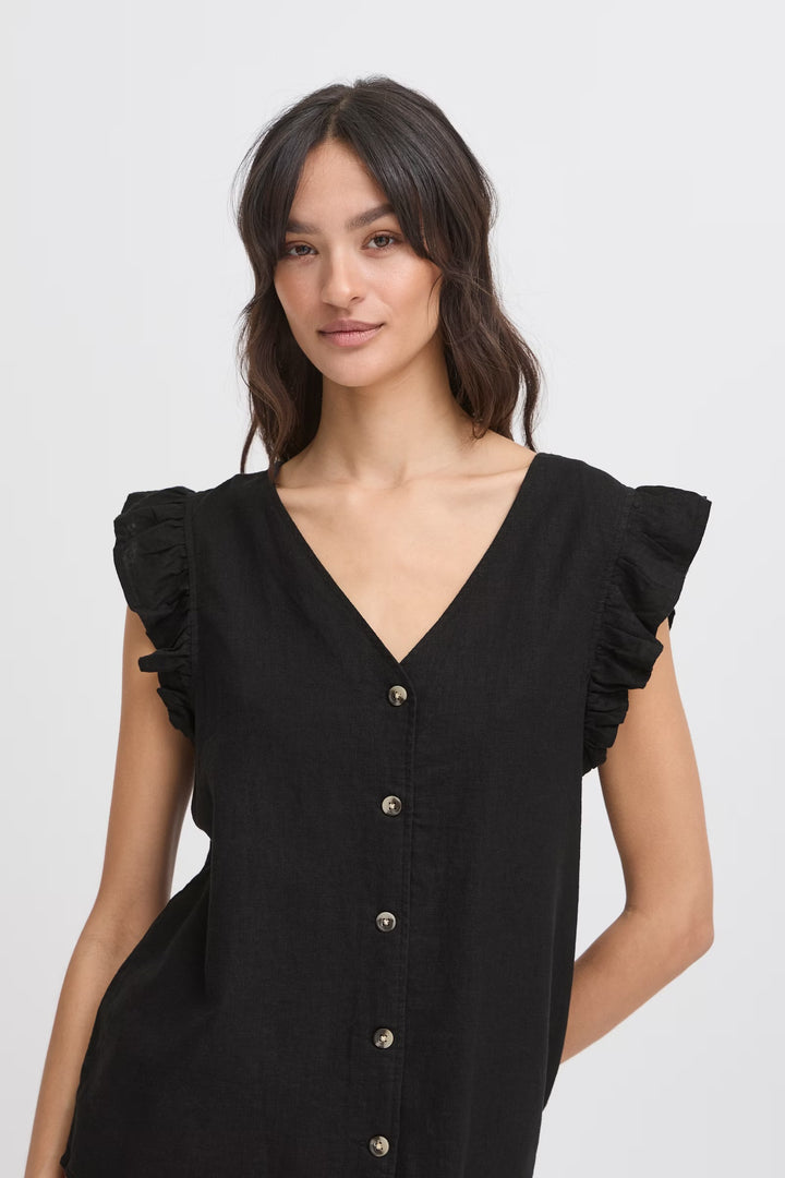 FALAKKA RUFFLE SHIRT BLACK