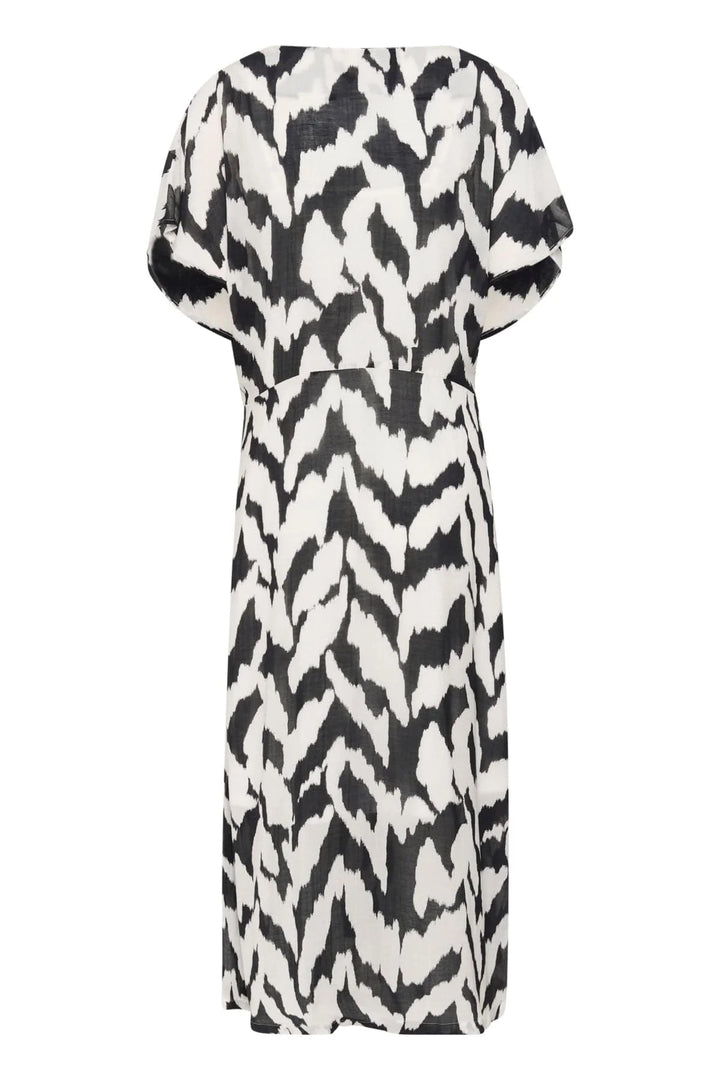 BLACK MONOCHROME STROKES EYAS DRESS