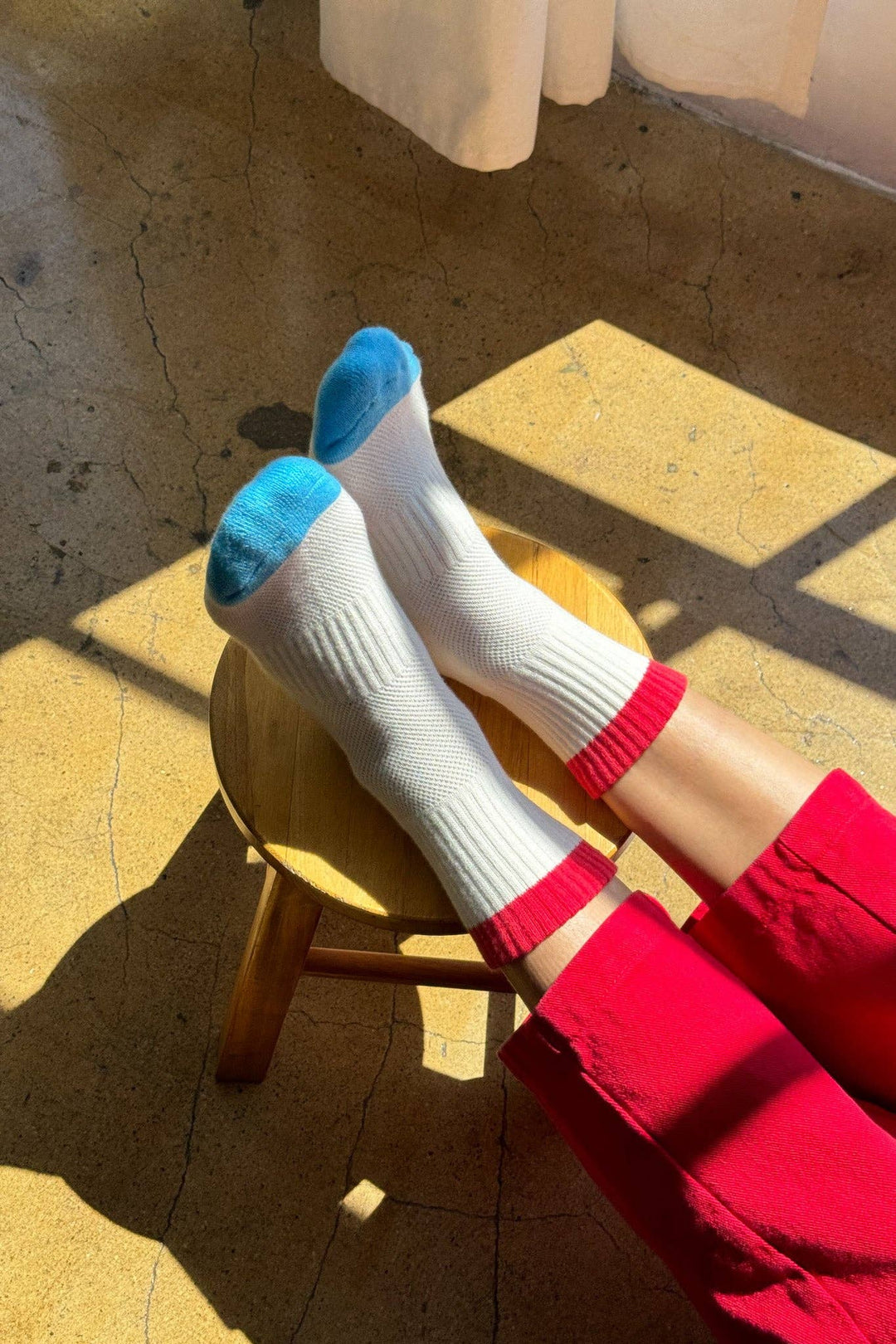 Color Block Girlfriend Socks : Rose Green