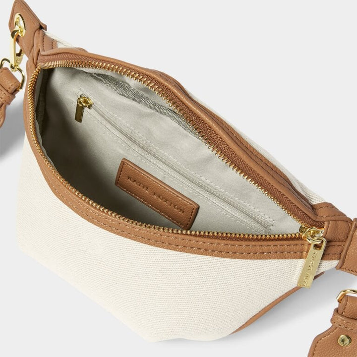 CAPRI CANVAS TAN & OFF WHITE CANVAS BELT BAG