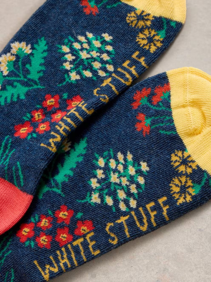 FLORAL BOUQUET ANKLE SOCK SIZE 3-5 BLUE MLT