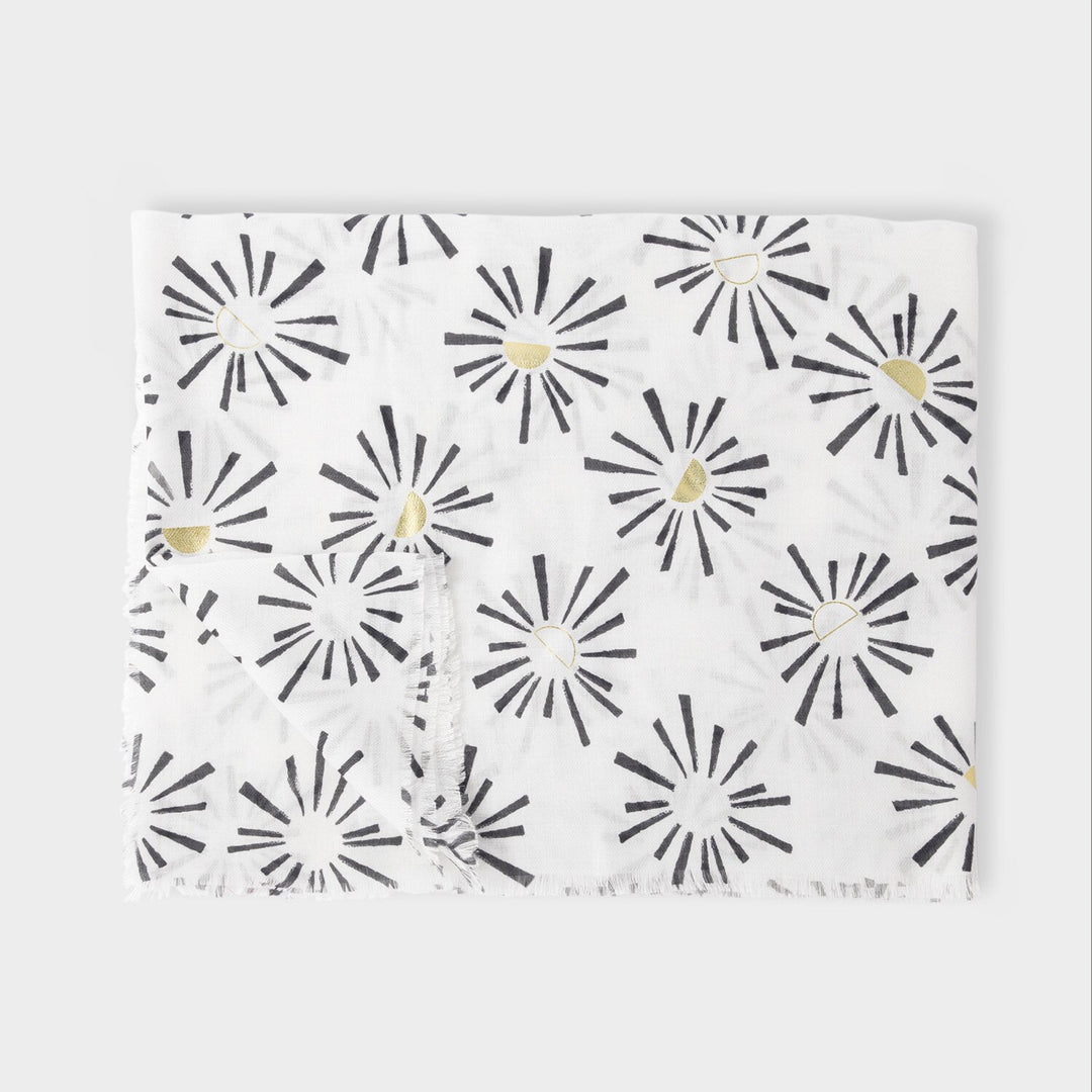PRINTED FOIL SCARF SUNBURST WHITE