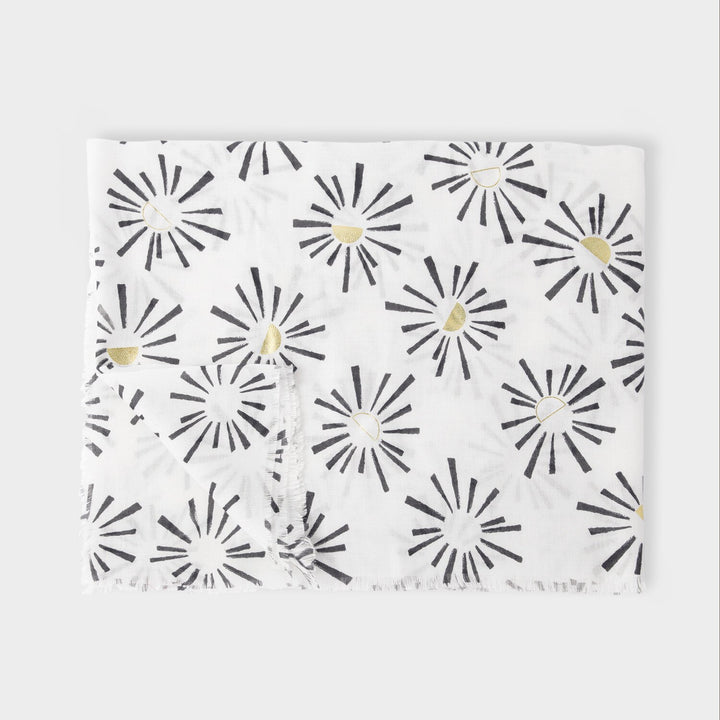 PRINTED FOIL SCARF SUNBURST WHITE