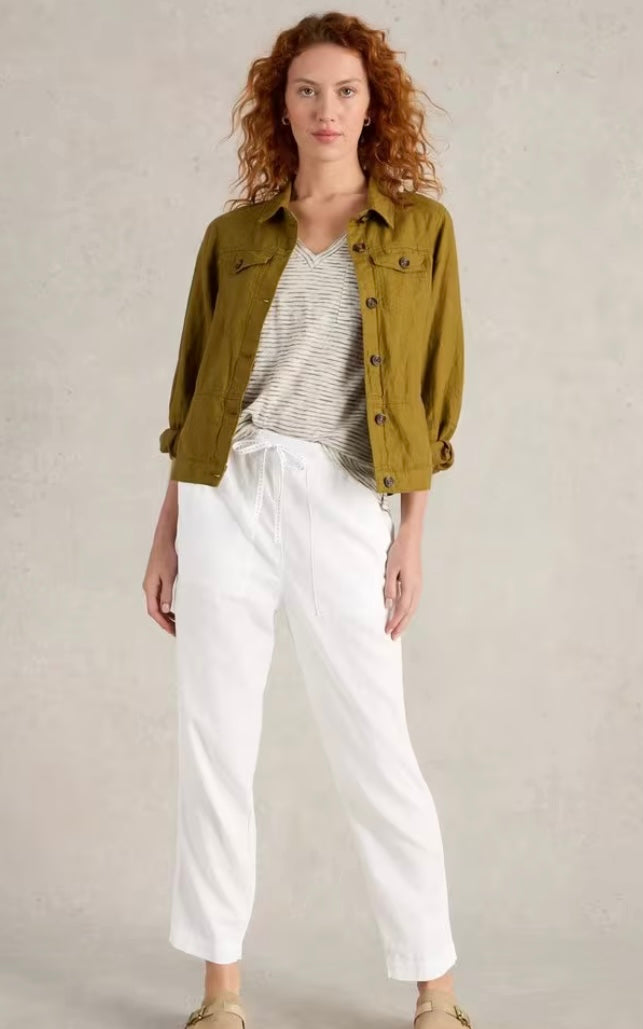WHITE ELLE LINEN BLEND TROUSER