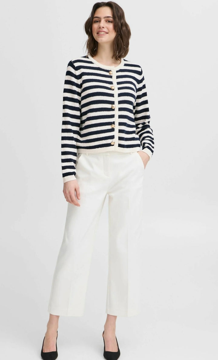 NAVY BLAZER STRIPE CARDIGAN