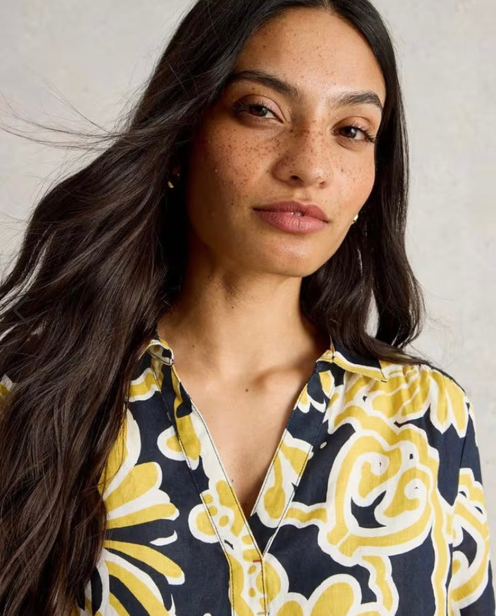 YELLOW PRINT BLAKE LINEN TUNIC
