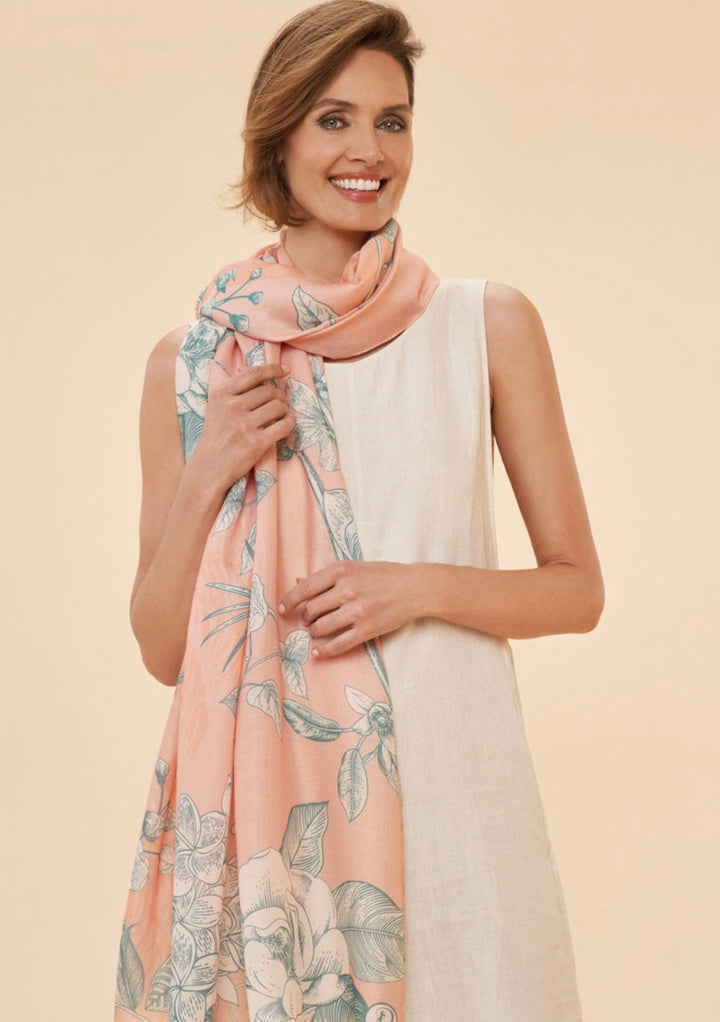 PRINTED PETAL FLORAL JUNGLE SCARF